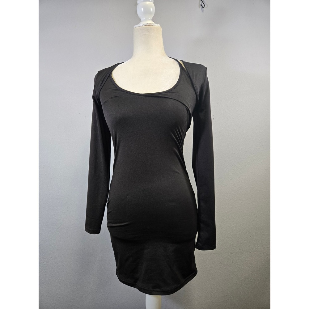 H&M Bodycon Cutout Back Long Sleeve Mini Dress Black Small NWT